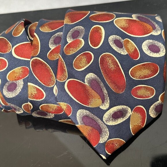 Pierre Balmain Silk Necktie Tie Bubbles Blue Purple Psy Psychedelic Orange Loud - Picture 4 of 10